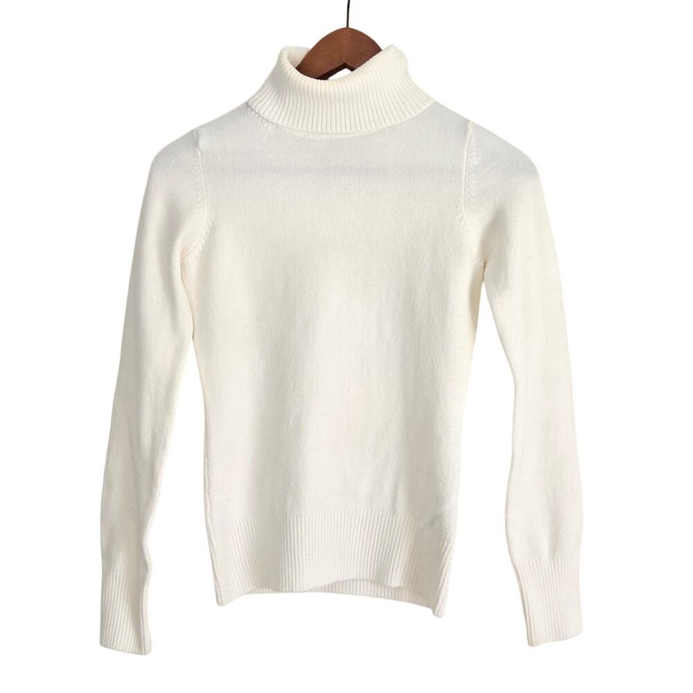 Quiet Luxury French Connection White Mock‑Neck Sweater Acrylic Blend Size XS